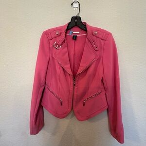 White House Black Market Pink Moto Jacket